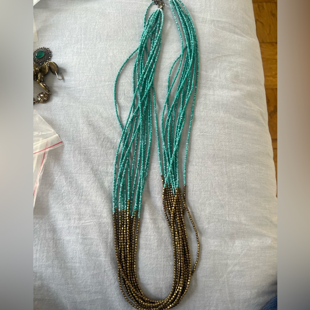 Elegant Turquoise and Brown Beaded Necklace